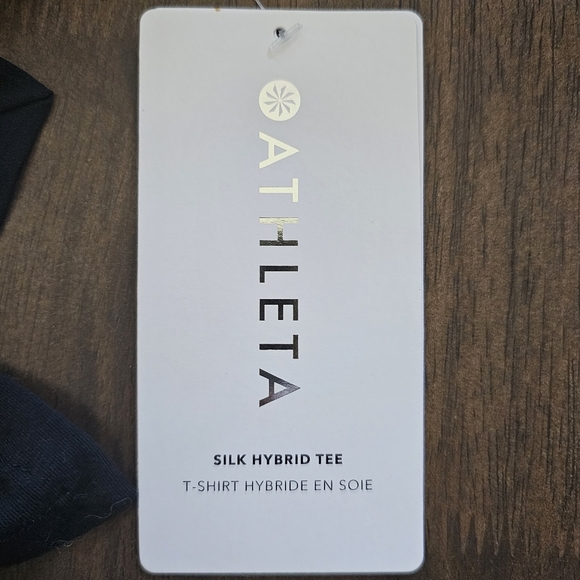 NWT Athleta Silk Hybrid Tee Black - Picture 7 of 10